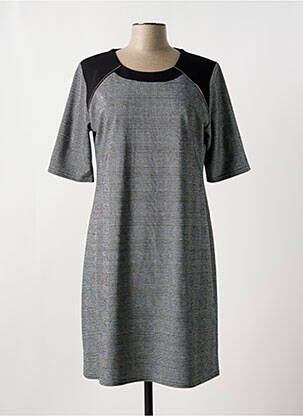 Robe mi-longue manches 3/4 manches 3/4 gris HALOGENE femme