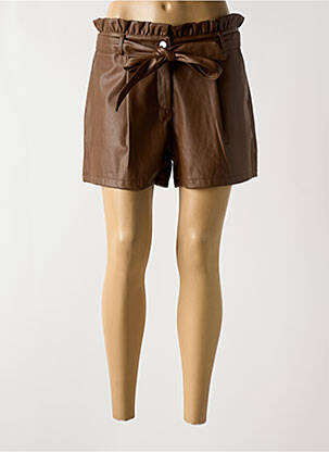 Short tissage simili-cuir taille normale marron SOFTY femme