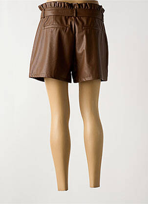 Short tissage simili-cuir taille normale marron SOFTY femme