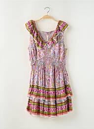 Robe mi-longue imprimé fantaisie sans manche rose KEZY femme