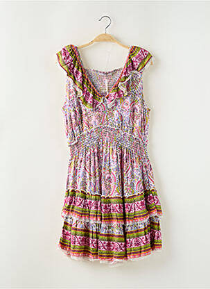 Robe mi-longue imprimé fantaisie sans manche rose KEZY femme