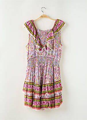 Robe mi-longue imprimé fantaisie sans manche rose KEZY femme