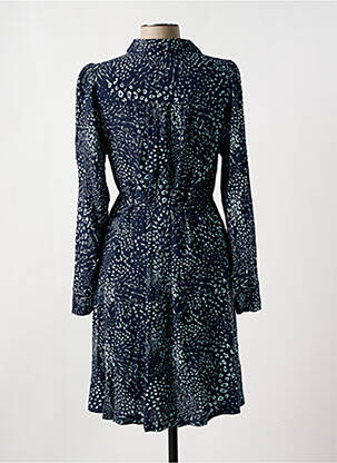 Robe mi-longue imprimé fantaisie manches longues bleu ICHI femme