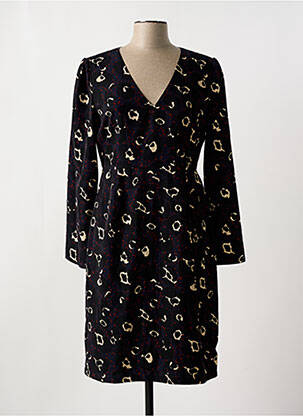Robe mi-longue imprimé fantaisie manches longues noir ANONYME DESIGNERS femme