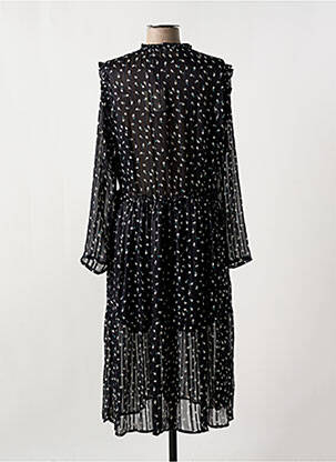 Robe mi-longue imprimé fantaisie manches longues noir CHERRY PARIS femme