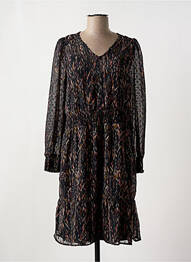 Robe mi-longue imprimé fantaisie manches longues noir FRANSA femme