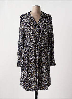 Robe mi-longue imprimé fleurs manches longues bleu FRANSA femme