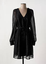 Robe mi-longue manches longues manches longues noir ICHI femme