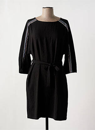 Robe mi-longue manches 3/4 manches 3/4 noir YUKA femme