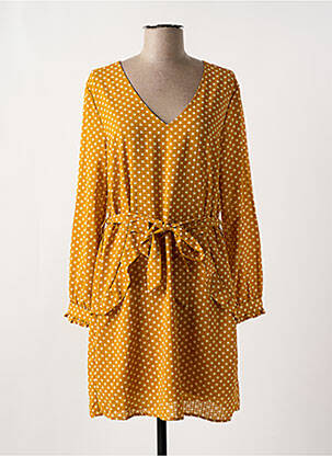 Robe courte manches longues manches longues jaune YUKA femme