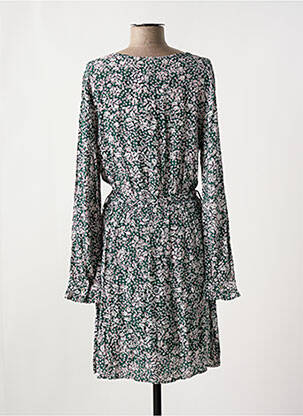 Robe mi-longue coupe fluide manches longues vert YUKA femme