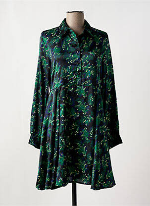 Robe mi-longue imprimé fantaisie manches longues vert AN' GE femme