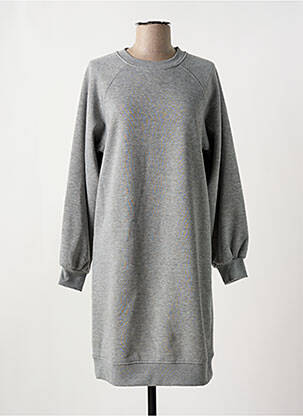 Robe mi-longue manches longues manches longues gris ICHI femme