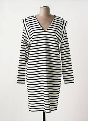 Robe mi-longue manches longues manches longues blanc ICHI femme