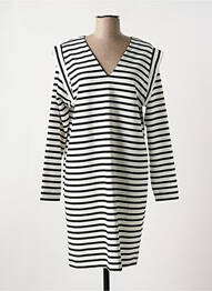 Robe mi-longue manches longues manches longues blanc ICHI femme