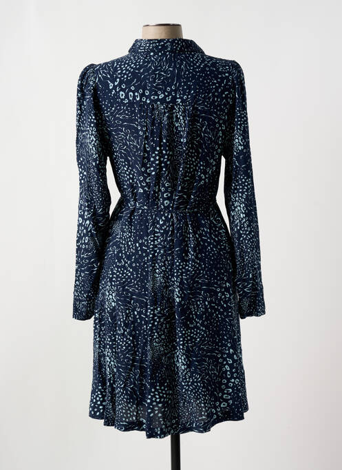 Robe mi-longue imprimé fantaisie manches longues bleu ICHI femme