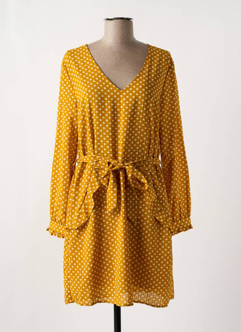 Robe courte manches longues manches longues jaune YUKA femme