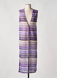 Gilet sans manche maille ajourée violet LADY LOL femme