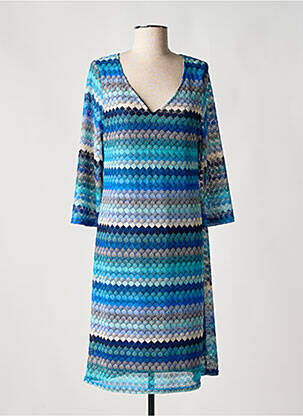 Robe pull col v manches longues bleu HALOGENE femme