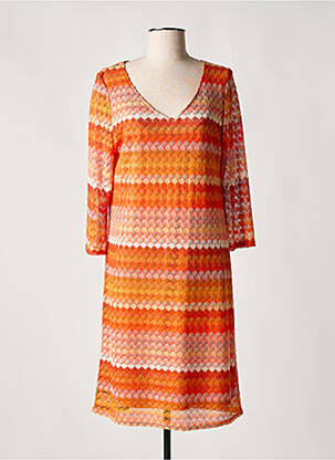 Robe pull col v manches longues orange HALOGENE femme