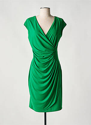 Robe mi-longue manches courtes manches courtes vert LADY LOL femme