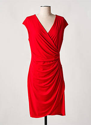 Robe mi-longue manches courtes manches courtes rouge LADY LOL femme