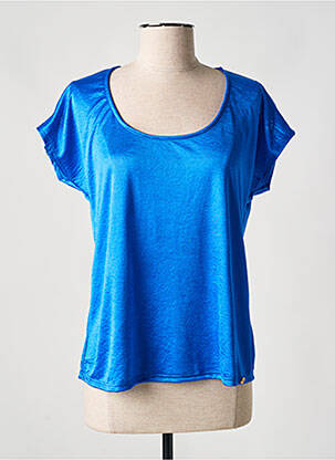Top coupe fluide manches courtes bleu DANIELA femme