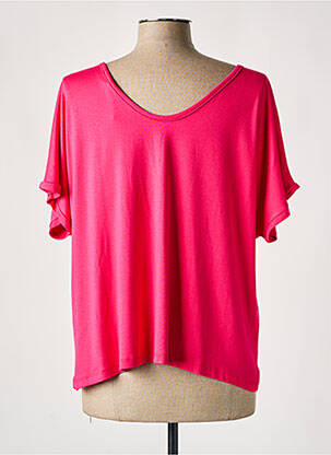 Top tissage jersey manches courtes rose JOY femme