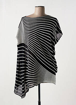 T-shirt col rond manches courtes noir PIER ANTONIO GASPARI femme