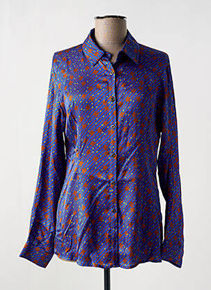 Chemisier coupe cintrée manches longues bleu JUSTMINE femme