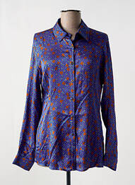Chemisier coupe cintrée manches longues bleu JUSTMINE femme