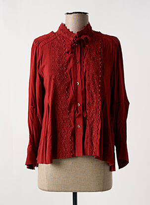 Chemisier coupe cintrée manches longues rouge HIGH femme