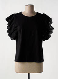 T-shirt stretch manches courtes noir LEO & UGO femme