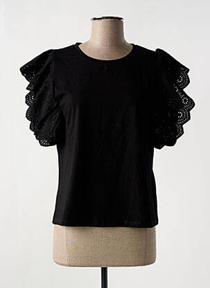 T-shirt stretch manches courtes noir LEO & UGO femme