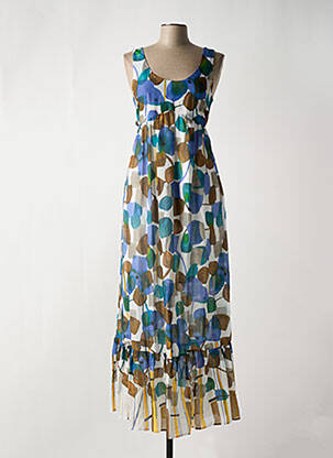 Robe longue imprimé fantaisie sans manche bleu MANILA GRACE femme