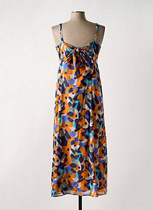 Robe longue manches bretelles ajustables sans manche orange ROSSO 35 femme