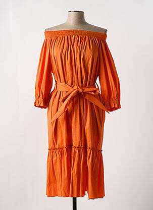 Robe mi-longue manches longues manches longues orange D.EXTERIOR femme