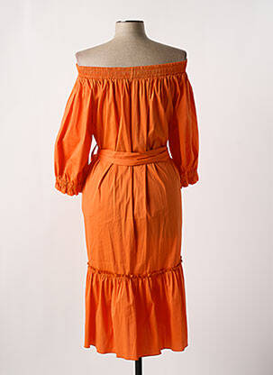 Robe mi-longue manches longues manches longues orange D.EXTERIOR femme