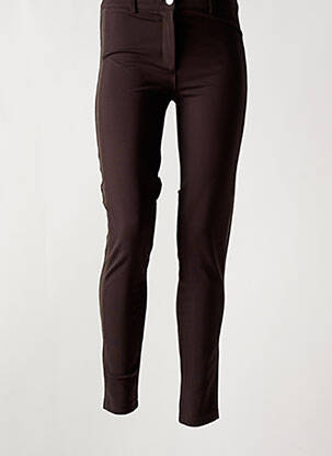 Pantalon slim tissage popeline taille normale marron ABSOLU femme