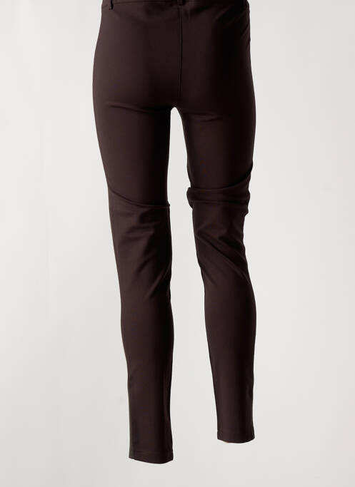 Pantalon slim tissage popeline taille normale marron ABSOLU femme