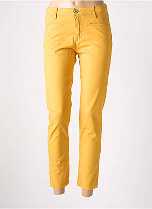 Pantalon 7/8 stretch taille basse jaune DENIM STUDIO femme