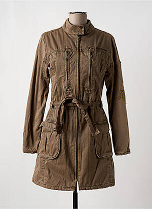 Parka fermeture zippée sur le devant sans capuche marron DDP femme