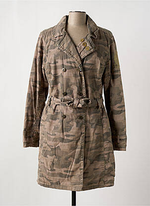 Trench poignets boutonnés sans capuche vert DDP femme
