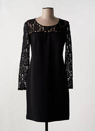 Robe courte fermeture zippée au dos manches longues noir BLEU D'AZUR femme