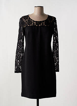 Robe courte fermeture zippée au dos manches longues noir BLEU D'AZUR femme