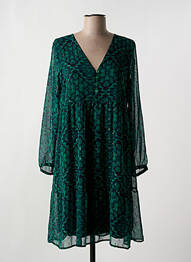 Robe mi-longue imprimé fantaisie manches longues vert LA FEE MARABOUTEE femme