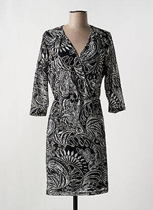 Robe mi-longue manches 3/4 manches 3/4 noir GREGORY PAT femme