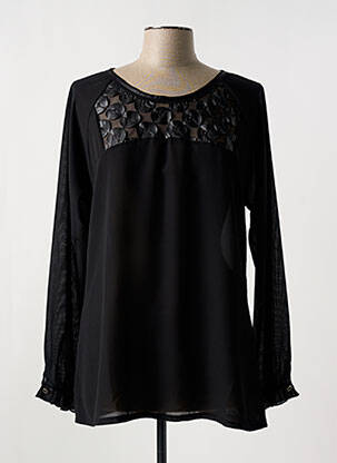 Tunique manches longues tissage crêpe noir FRED SABATIER femme