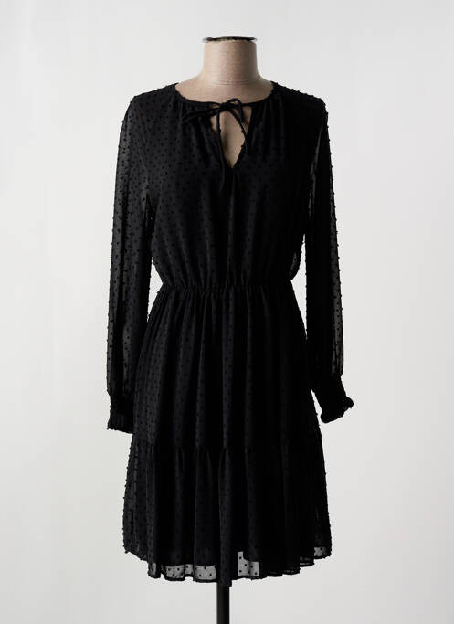 Robe courte coupe évasée manches longues noir BARILOCHE femme