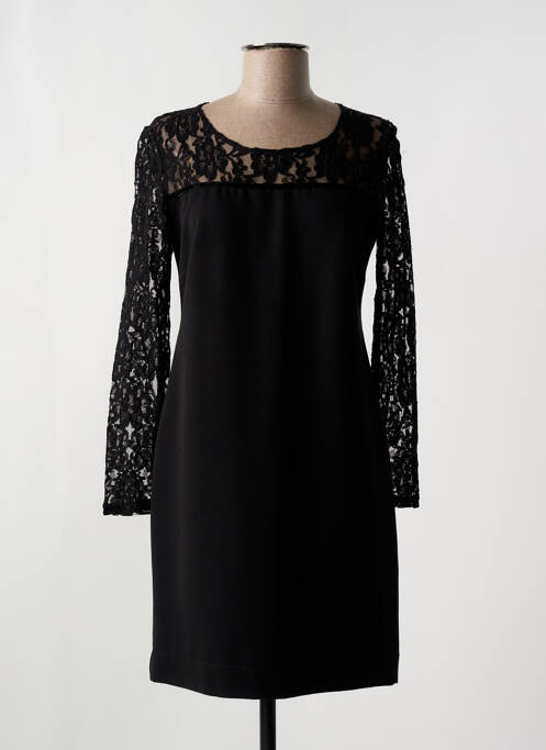 Robe courte fermeture zippée au dos manches longues noir BLEU D'AZUR femme